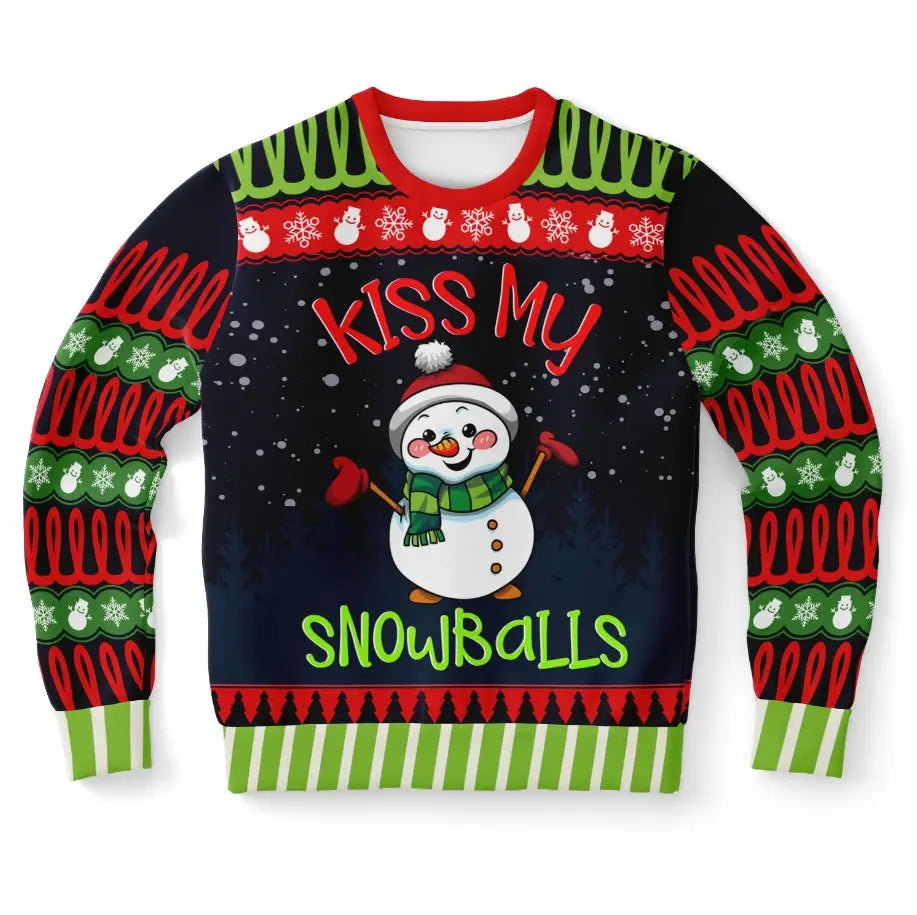 Kiss My Snowballs Snowman Ugly Christmas Sweater