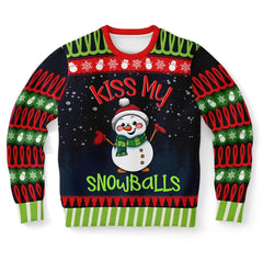 Kiss My Snowballs Snowman Ugly Christmas Sweater
