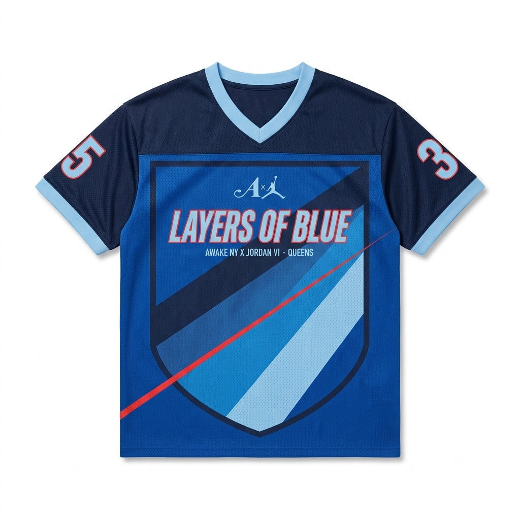 Layers Of Blue Mesh Jersey Matching Awake NY x Air Jordan 6 Retro Blueberry Jersey