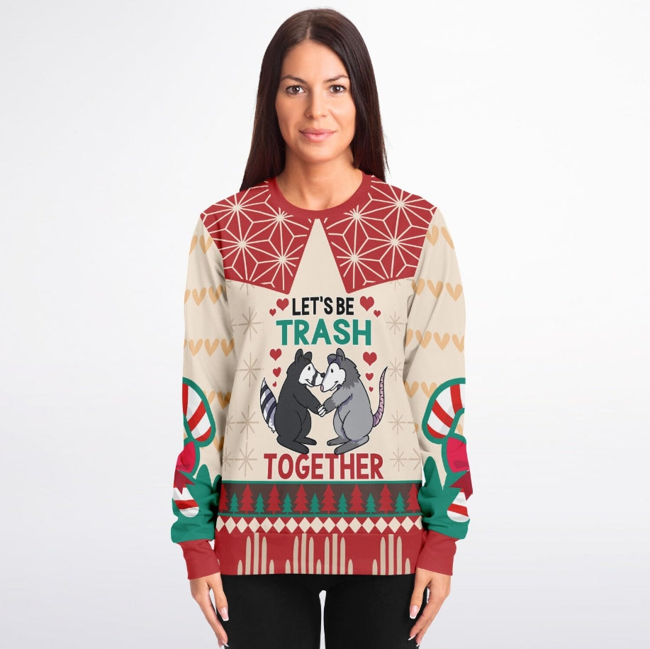 Let's Be Trash Together Christmas Sweater – Funny Ugly Holiday Sweatshirt