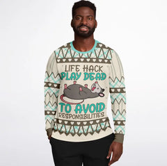 Life Hack Play Dead Christmas Sweater – Funny Possum Holiday Sweatshirt