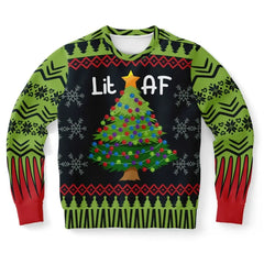 Lit AF Christmas Tree Ugly Christmas Sweater