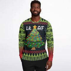 Lit AF Christmas Tree Ugly Christmas Sweater
