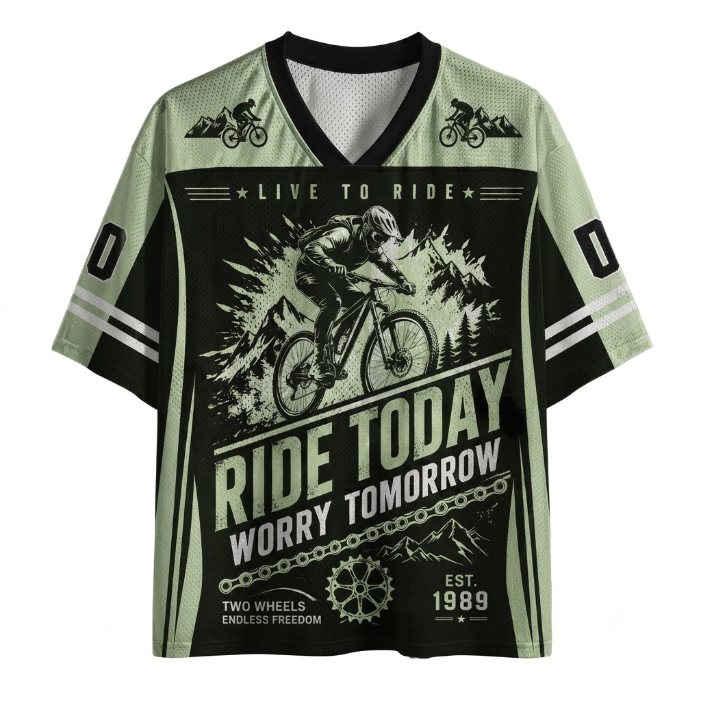 Live to Ride, Ride Today, Worry Tomorrow Cycling Mesh Jersey