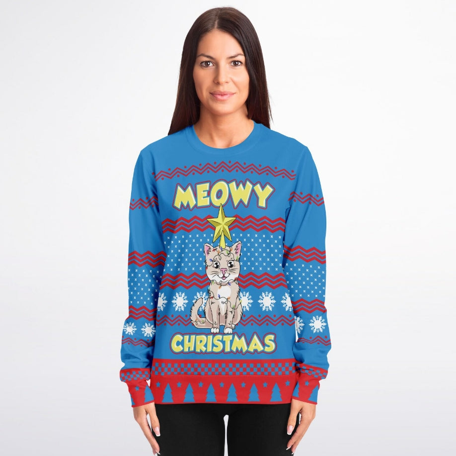 Meowy Christmas Sweater – Funny Ugly Holiday Sweatshirt