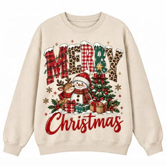 Merry Christmas Snowman Reindeer Christmas Sweater – Funny Holiday Sweatshirt