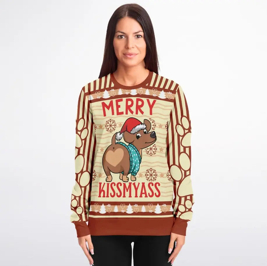 Merry Kissmyass Christmas Sweater – Funny Ugly Holiday Sweatshirt