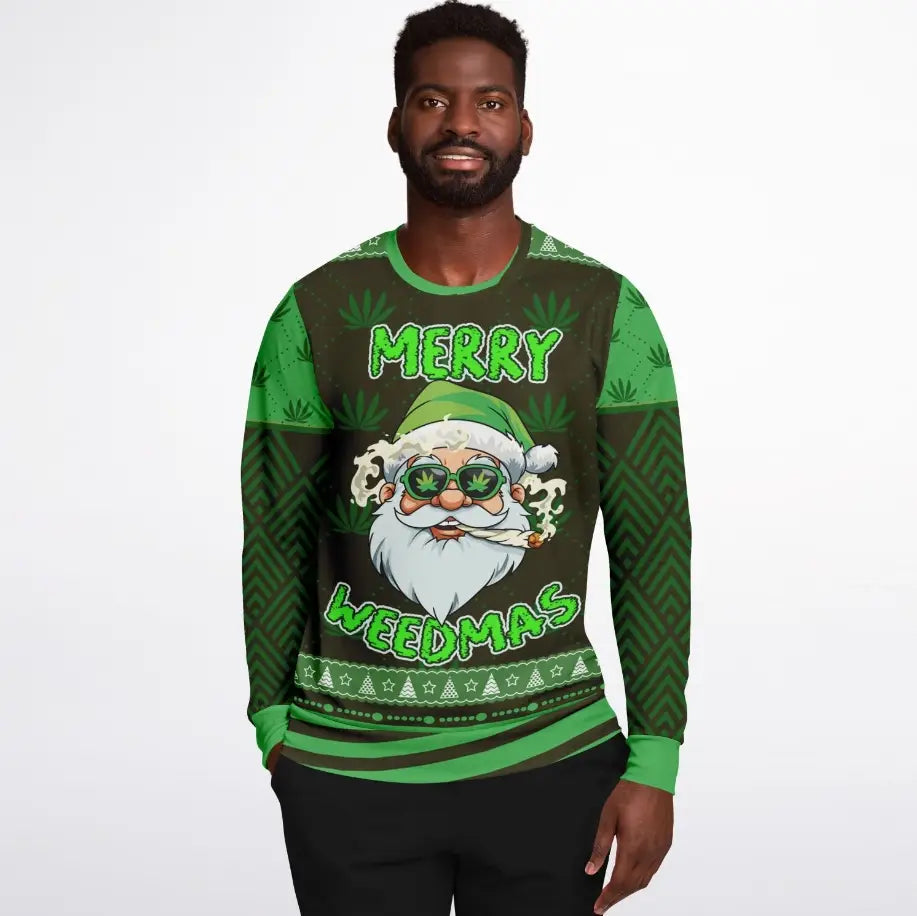 'Merry Weedmas' Funny Santa Ugly Christmas Sweater