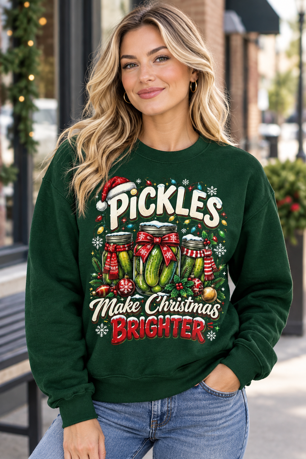 Mockup nữ US mặc sweatshirt