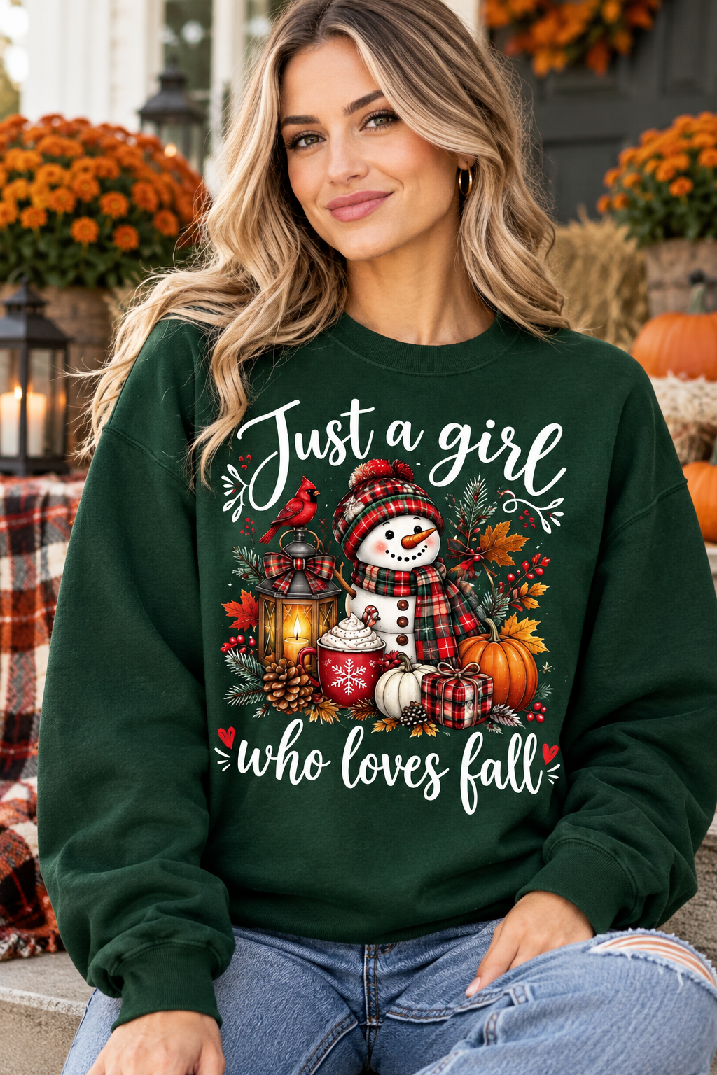 Mockup nữ US mặc sweatshirt
