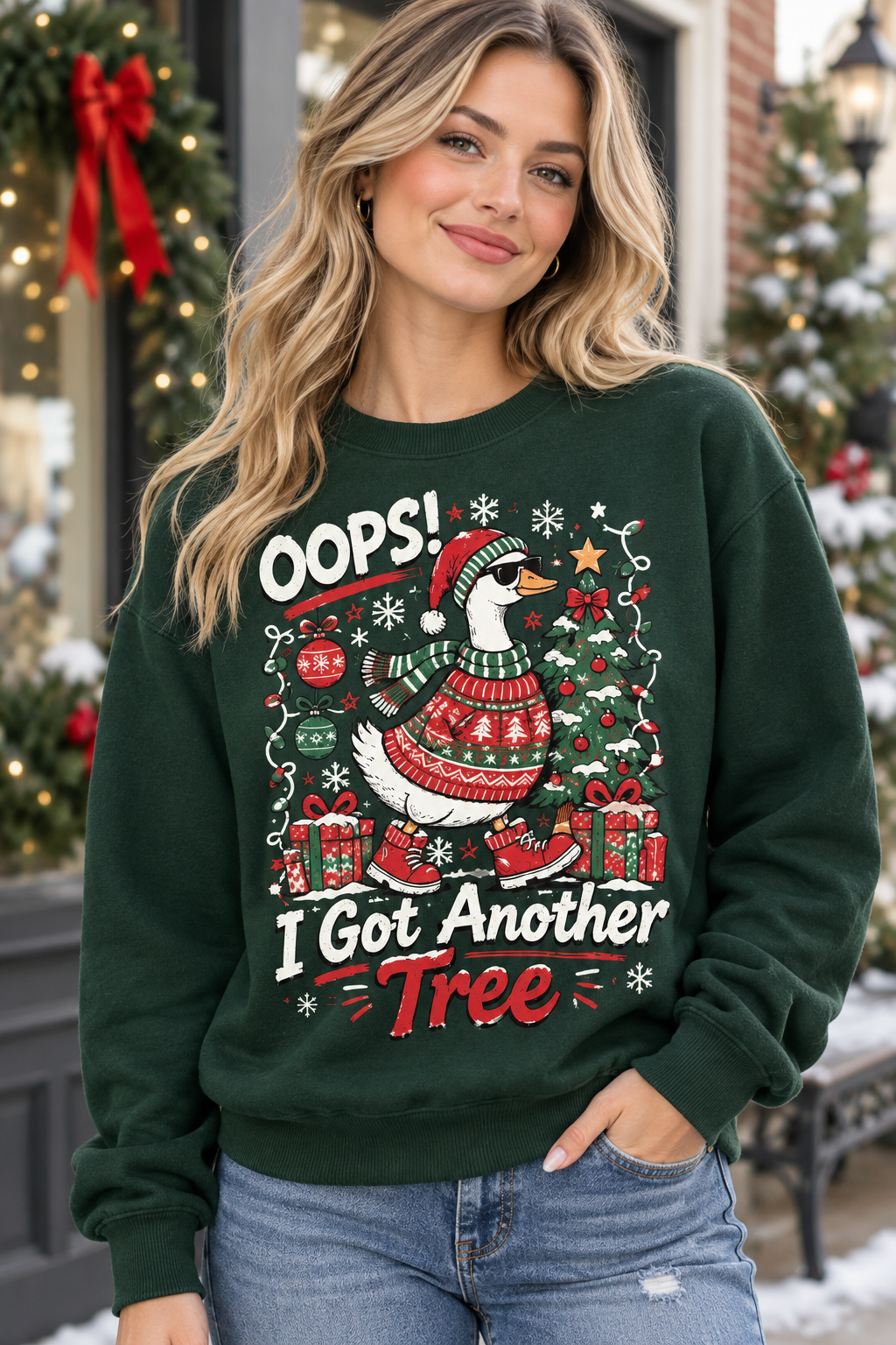 Mockup nữ US mặc sweatshirt
