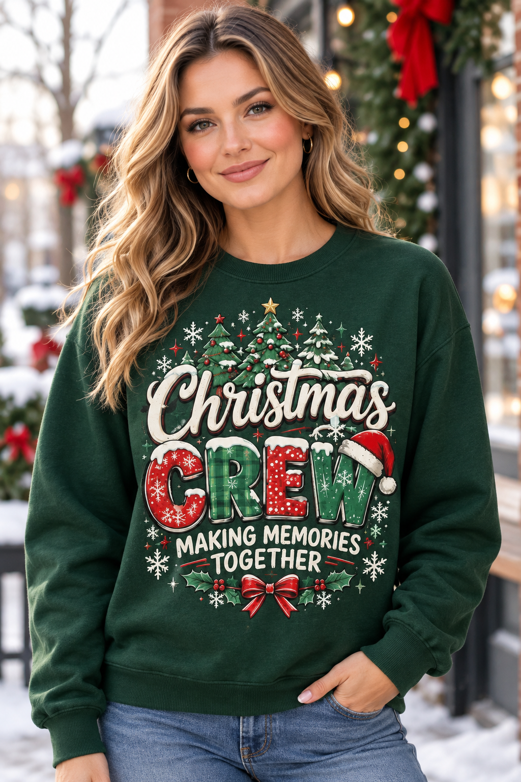 Mockup nữ US mặc sweatshirt