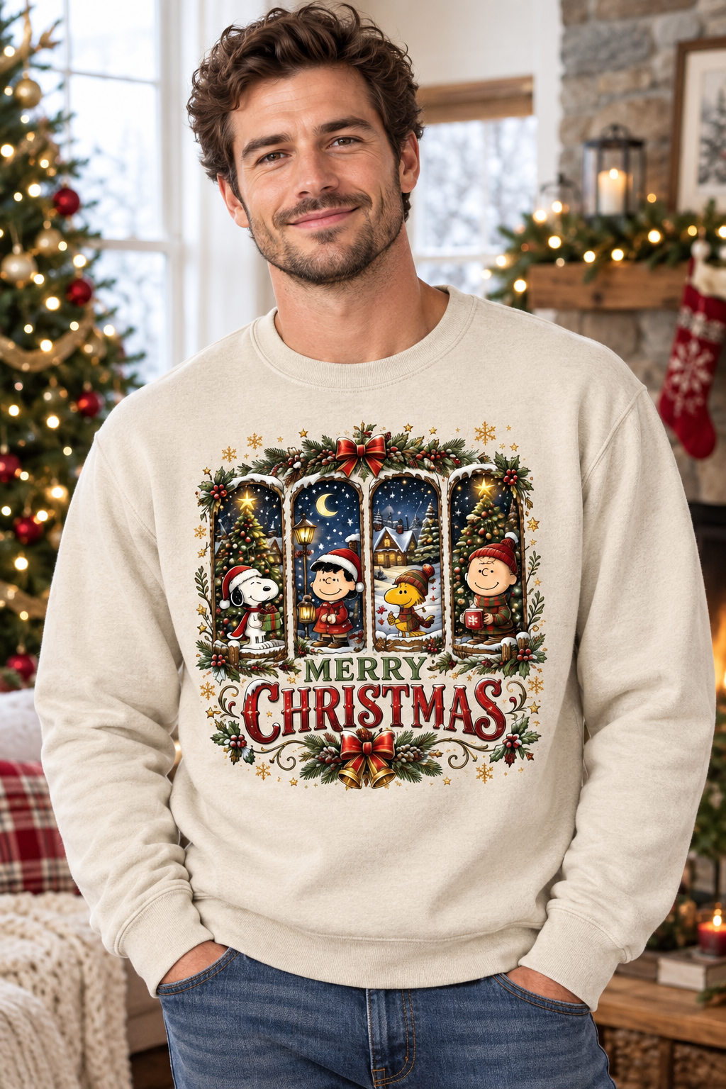 Mockup nam US mặc sweatshirt