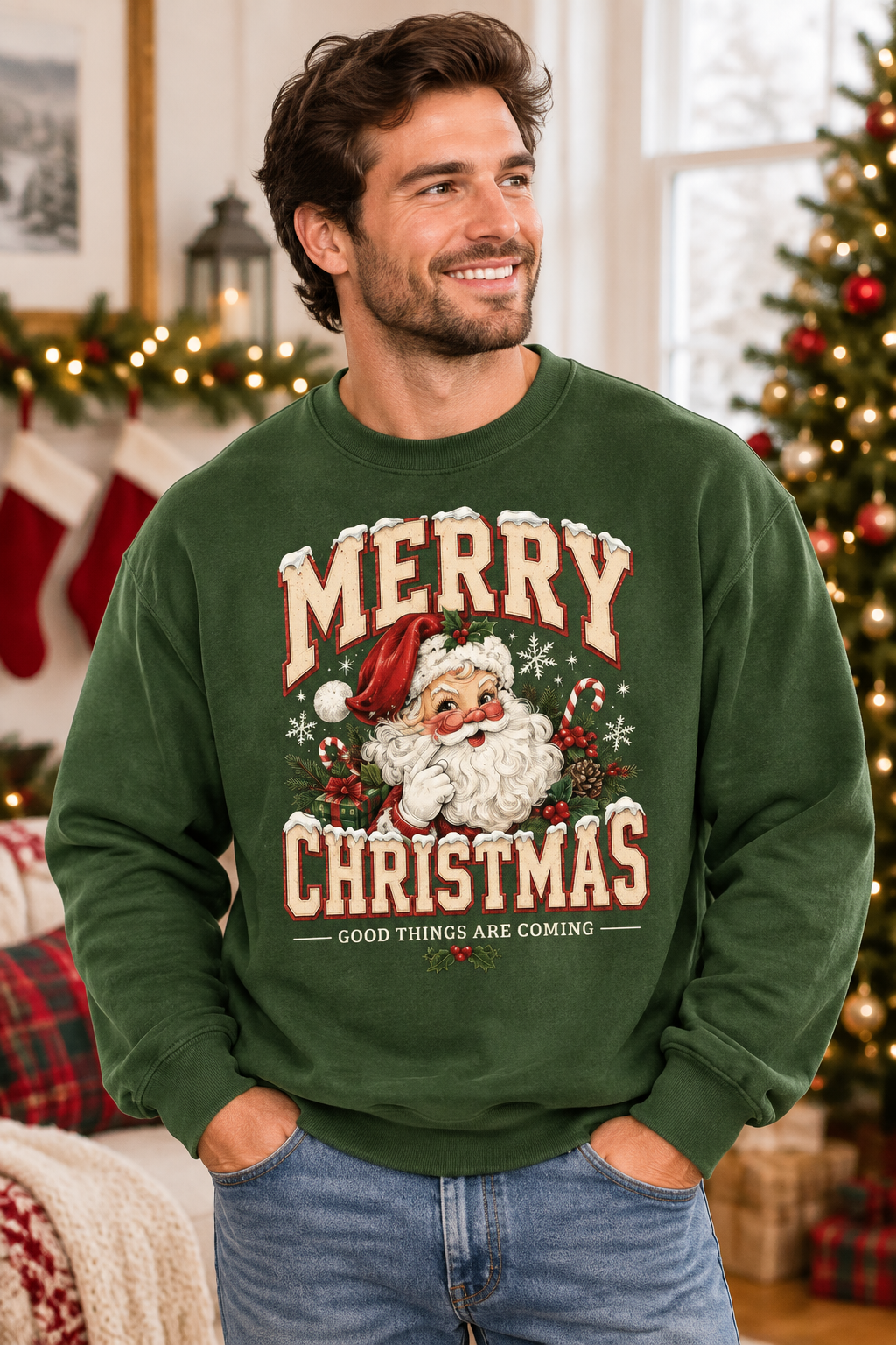 Mockup nam US mặc sweatshirt
