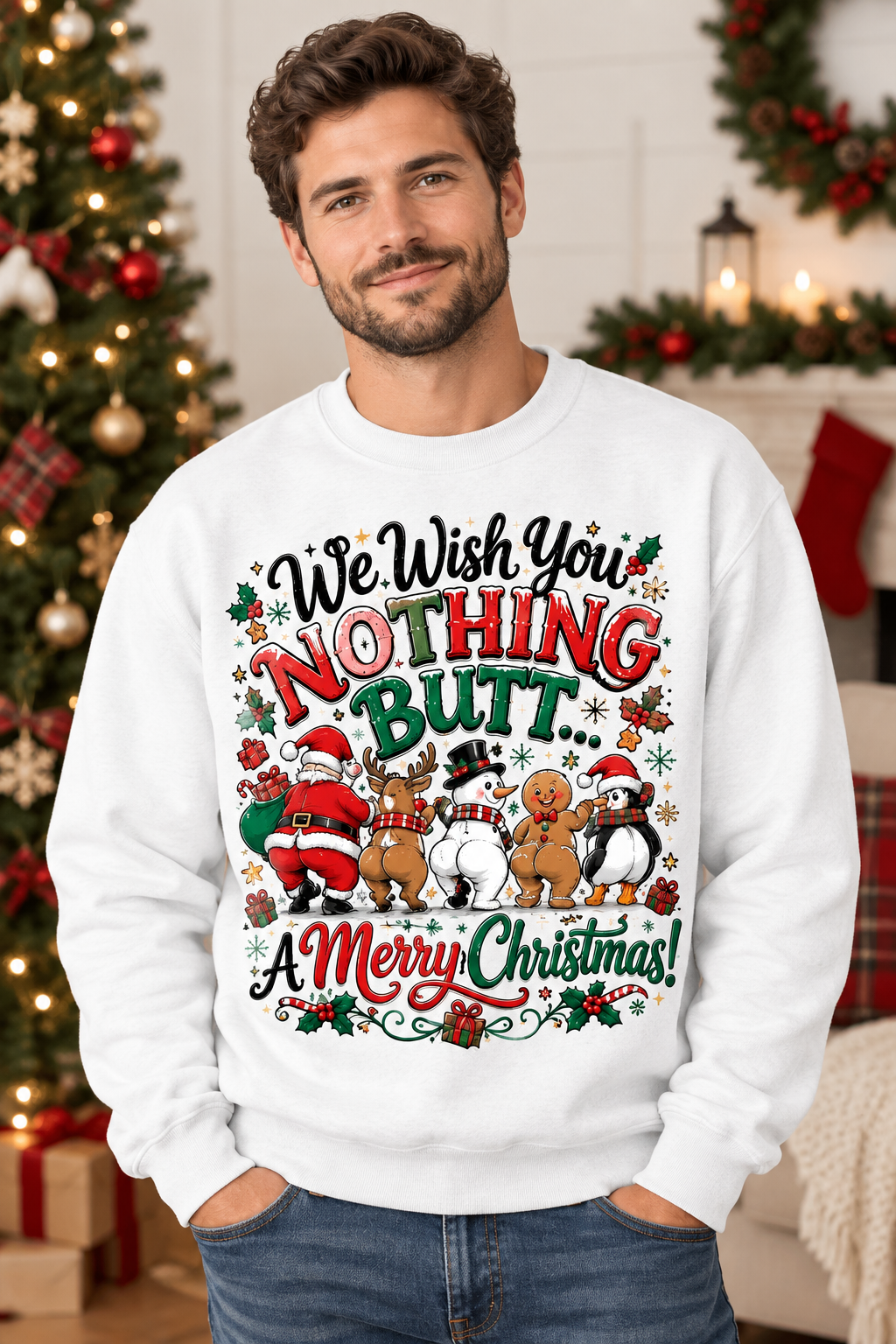 Mockup nam US mặc sweatshirt