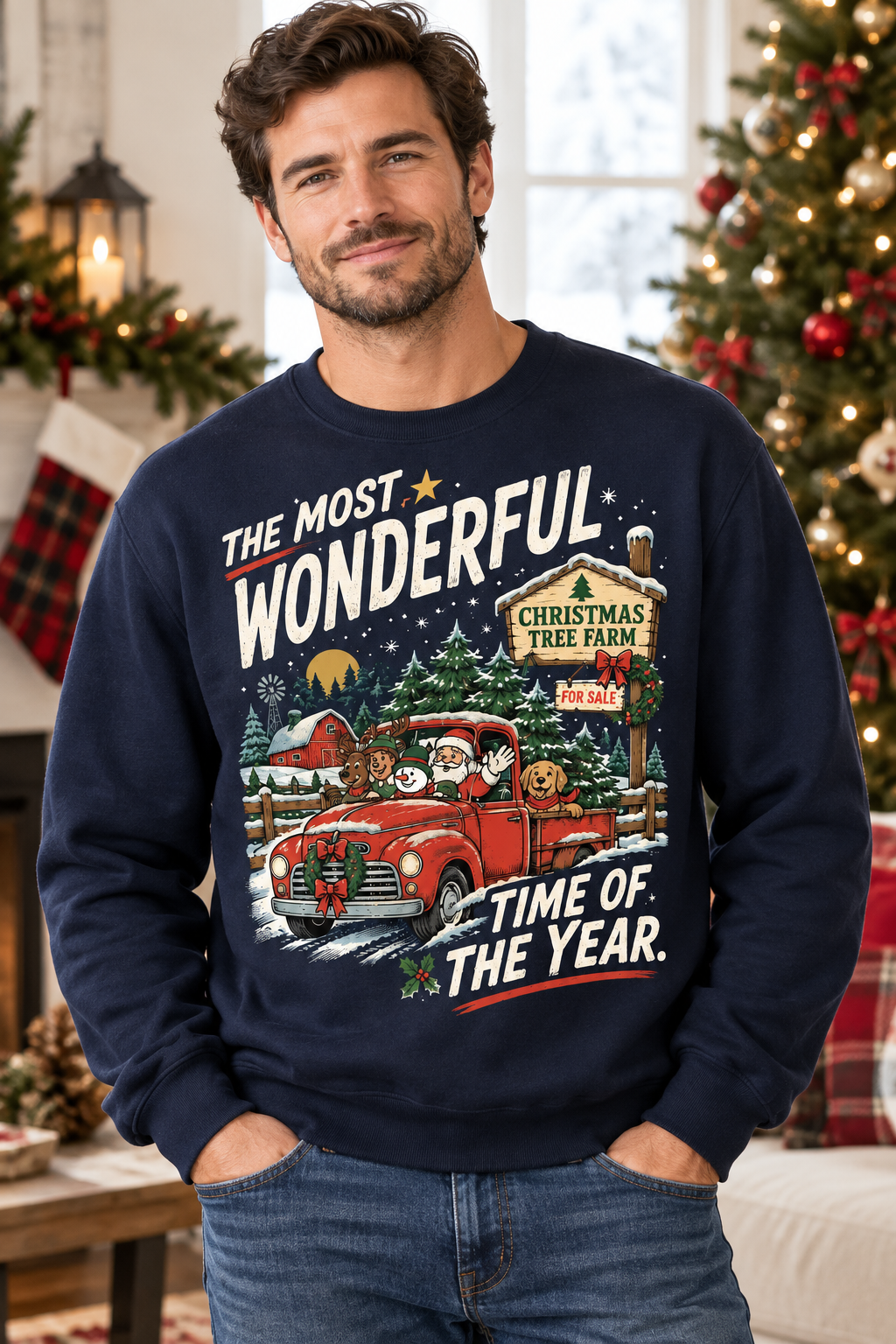 Mockup nam US mặc sweatshirt
