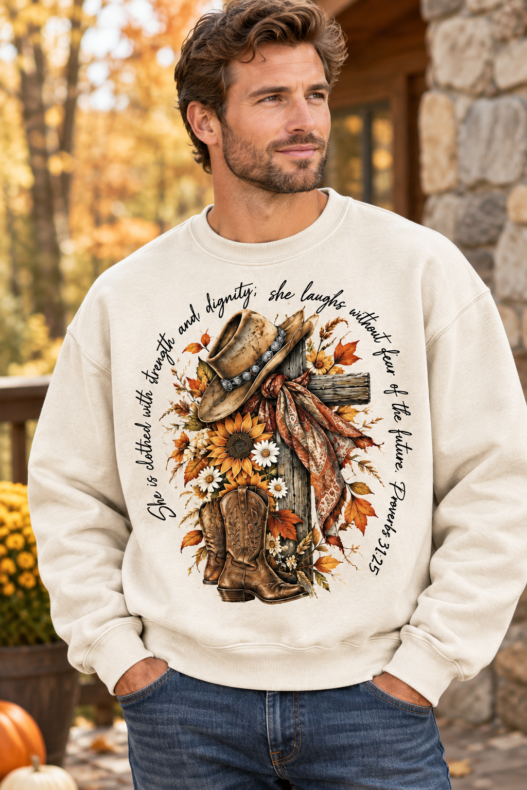 Mockup nam US mặc sweatshirt