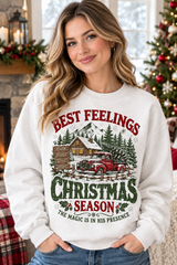 Mockup người mẫu nữ mặc áo Best Feelings Christmas Season