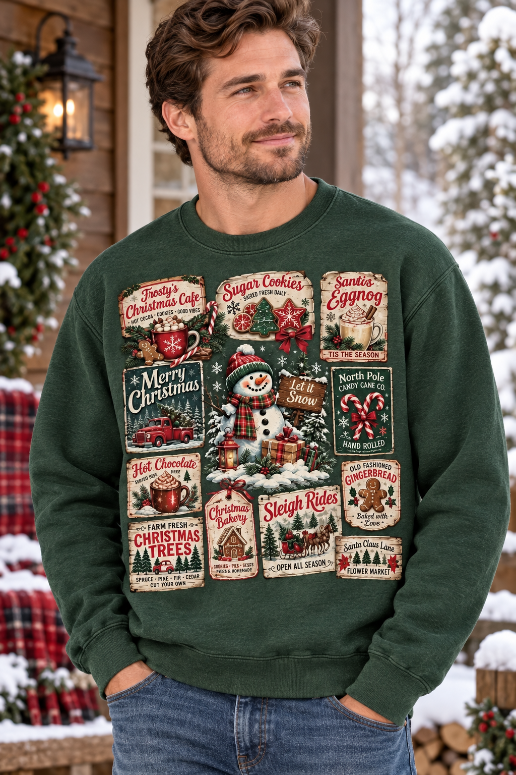 Mockup người mẫu nam mặc áo Let It Snow