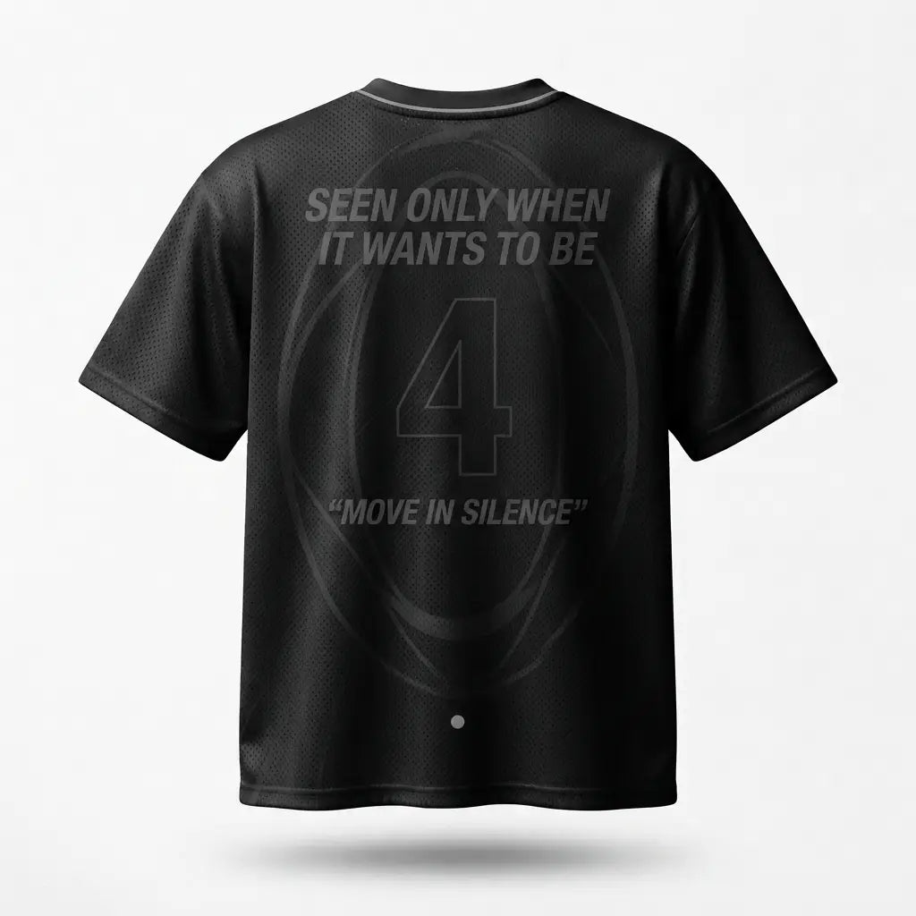 Move In Silence Mesh Football Jersey Inspired by Air Jordan 4 Black Cat Jersey