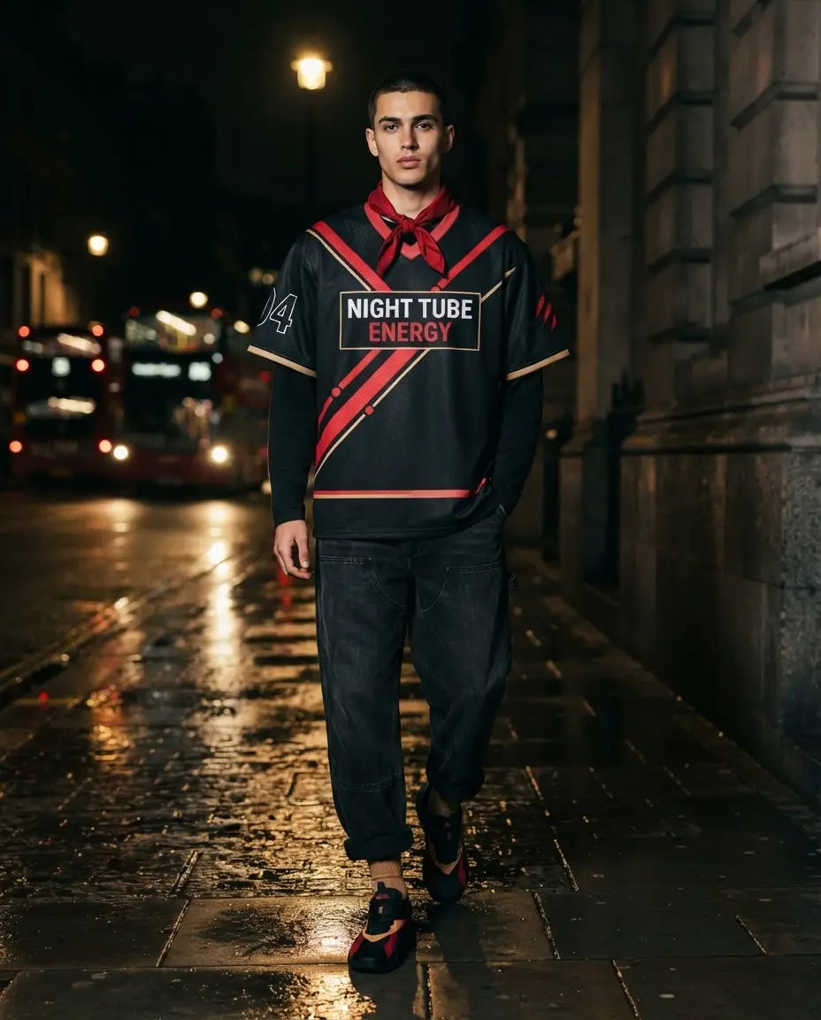 Night Tube Energy Mesh Football Jersey Inspired by Air Jordan 4 London Jersey