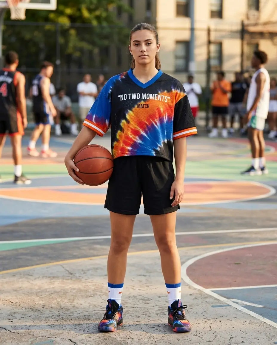 No Two Moments Women Crop Top Mesh Jersey Inspired by Zoom Kobe 5 Protro EYBL Tie Dye Jersey
