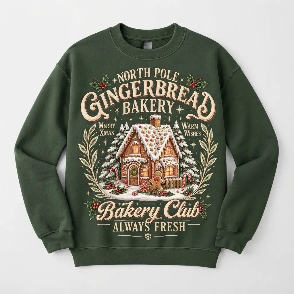 North Pole Gingerbread Bakery Club Christmas Sweater – Funny Holiday Sweatshirt