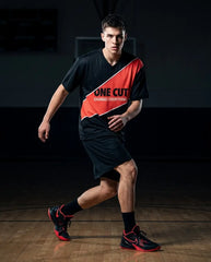 One Cut Changes Everything Mesh Football Jersey Inspired by Air Zoom GT Cut EYBL - Black Hyper Crimson Jersey