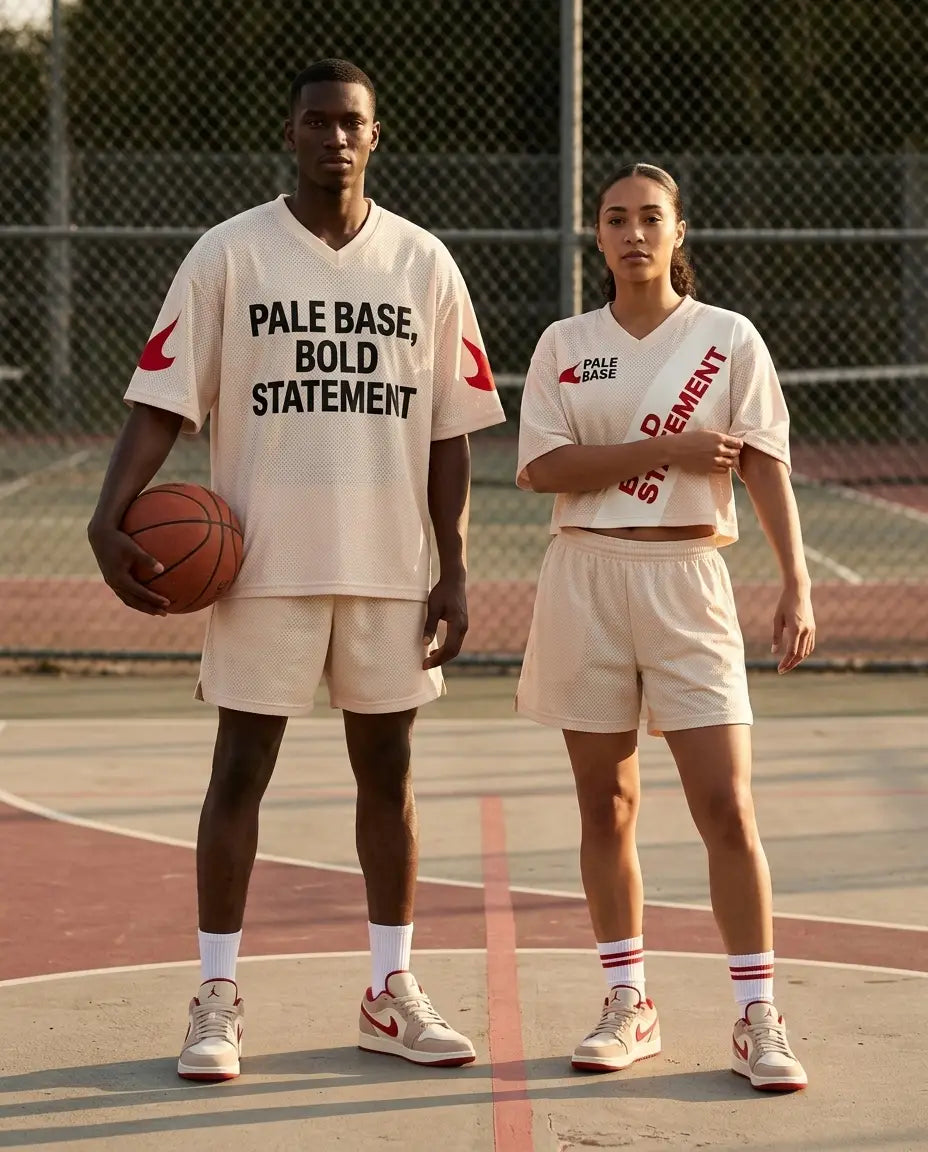 Pale Base, Bold Statement Women Crop Top Mesh Jersey Inspired by Travis Scott x Air Jordan 1 Shy Pink Jersey