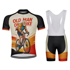 Personalized Men’s Cycling Jersey – Custom Name Old Man on Bike Short Sleeve Bike Tee MCJSS3100