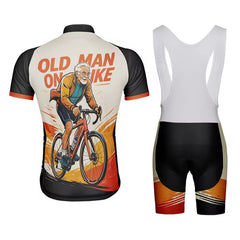 Personalized Men’s Cycling Jersey – Custom Name Old Man on Bike Short Sleeve Bike Tee MCJSS3100