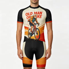 Personalized Men’s Cycling Jersey – Custom Name Old Man on Bike Short Sleeve Bike Tee MCJSS3100