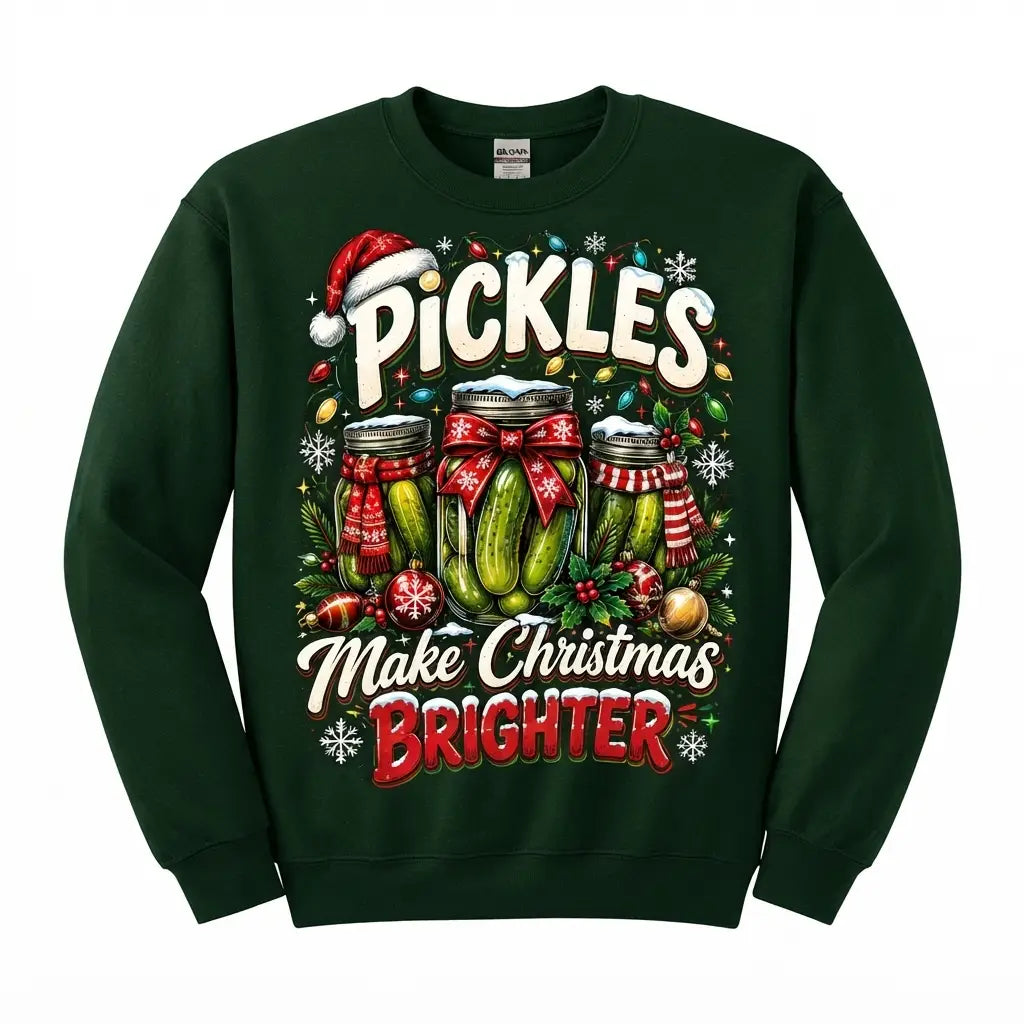 Pickles Make Christmas Brighter Christmas Sweater – Funny Holiday Sweatshirt