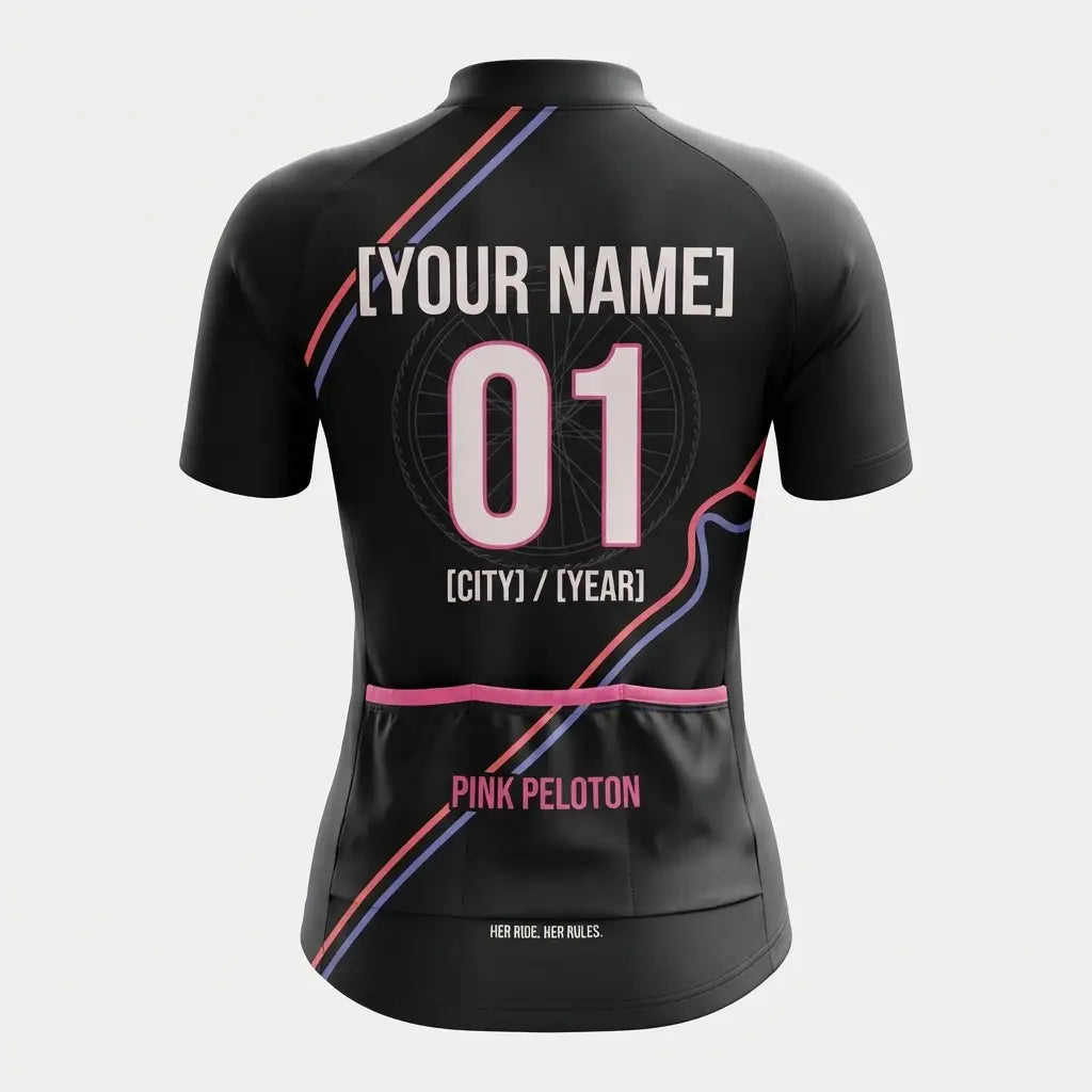 Pink Peloton Personalized Women’s Cycling Jersey Set – Custom Name & Number
