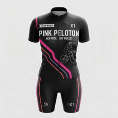 Pink Peloton Personalized Women’s Cycling Jersey Set – Custom Name & Number