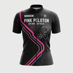 Pink Peloton Personalized Women’s Cycling Jersey Set – Custom Name & Number