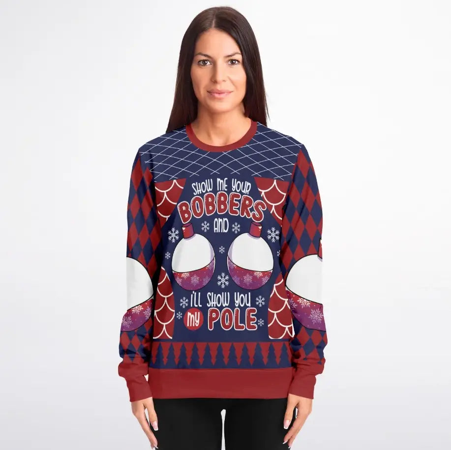 Show Me Your Bobbers Funny Fishing Christmas Sweater
