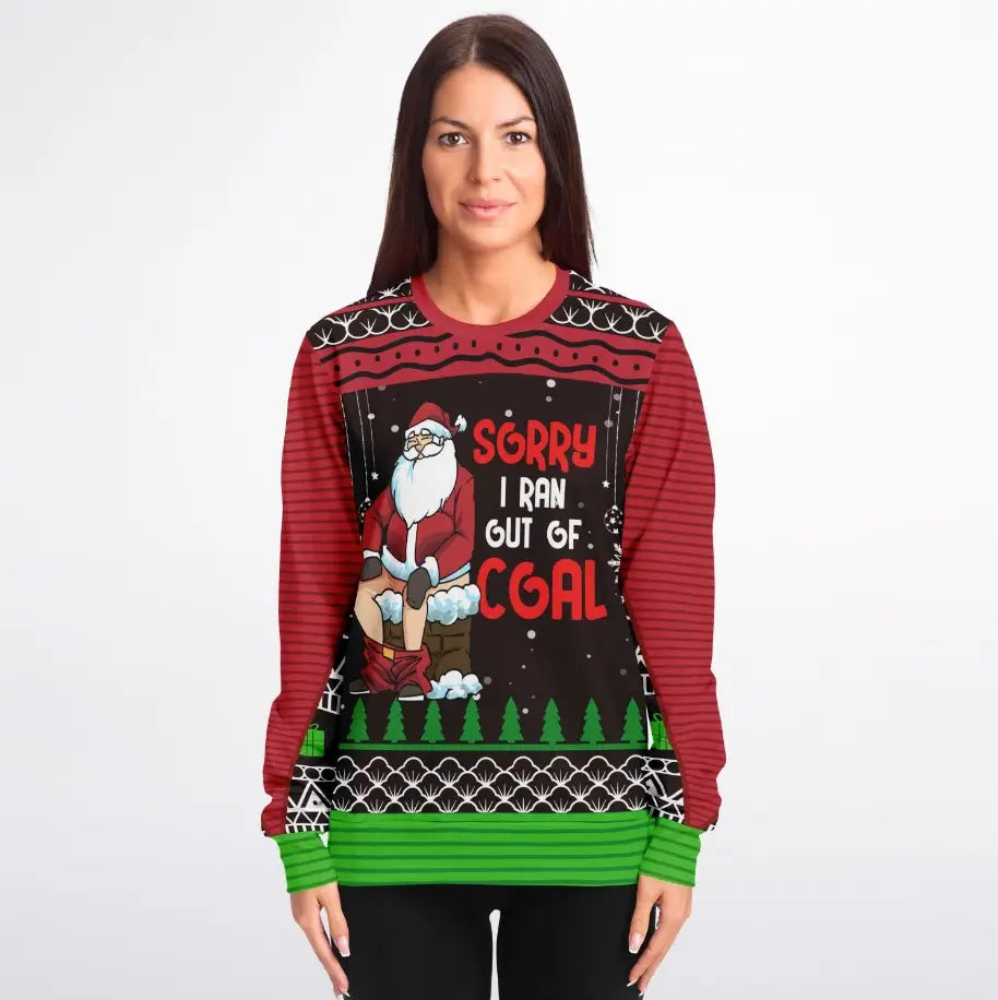 'Sorry I Ran Out of Coal' Naughty Santa Ugly Christmas Sweater