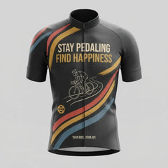 Stay Pedaling Find Happiness Men’s Personalized Short Sleeve Cycling Jersey