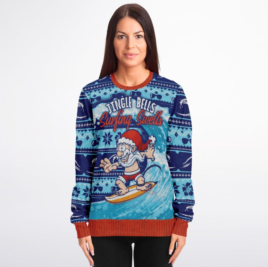 Surfing Swells Christmas Sweater – Funny Ugly Holiday Sweatshirt