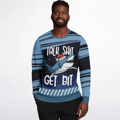 Talk Shit Get Bit Shark Christmas Sweater – Funny Holiday Sweatshirt