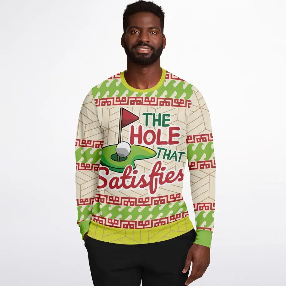 The Hole That Satisfies Golf Ugly Christmas Sweater
