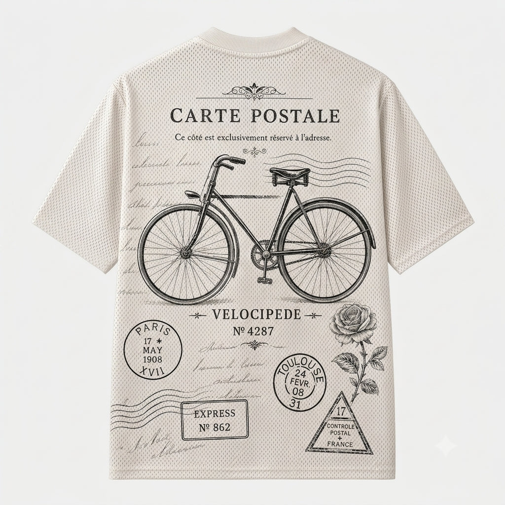 Vintage Postcard Bicycles Mesh Jersey