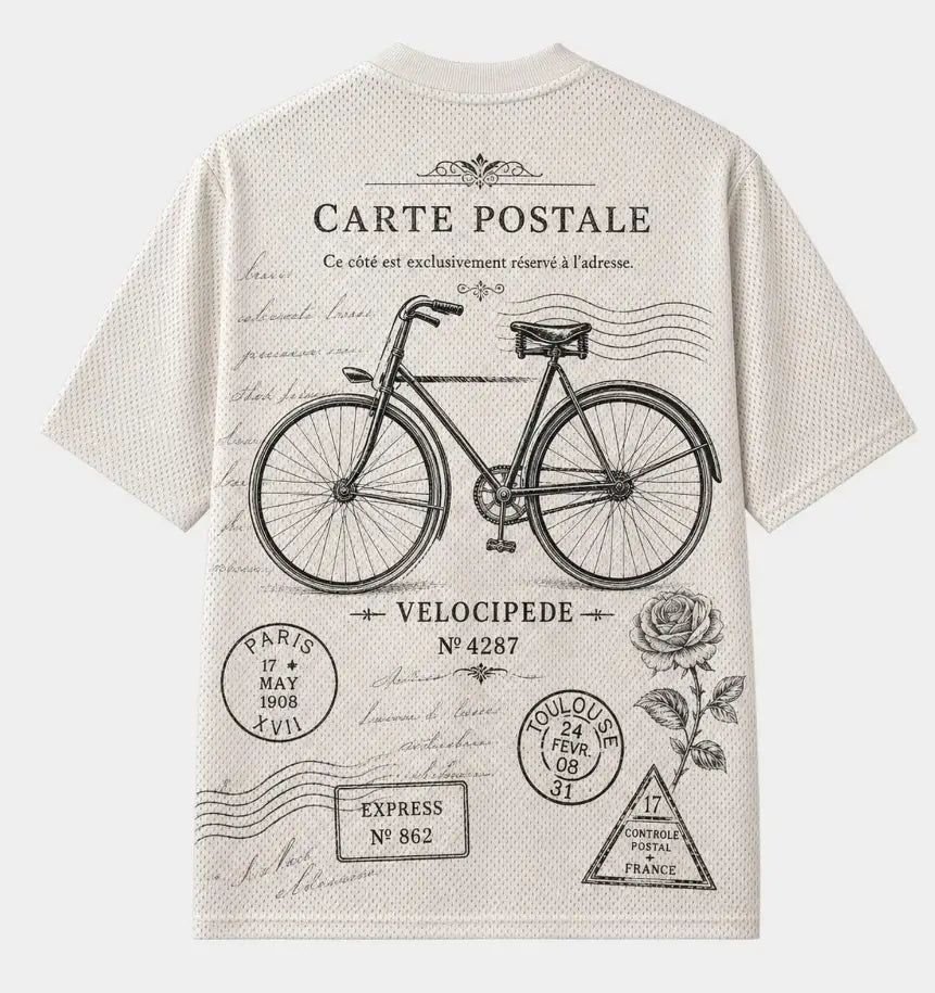 Vintage Postcard Bicycles Mesh Jersey