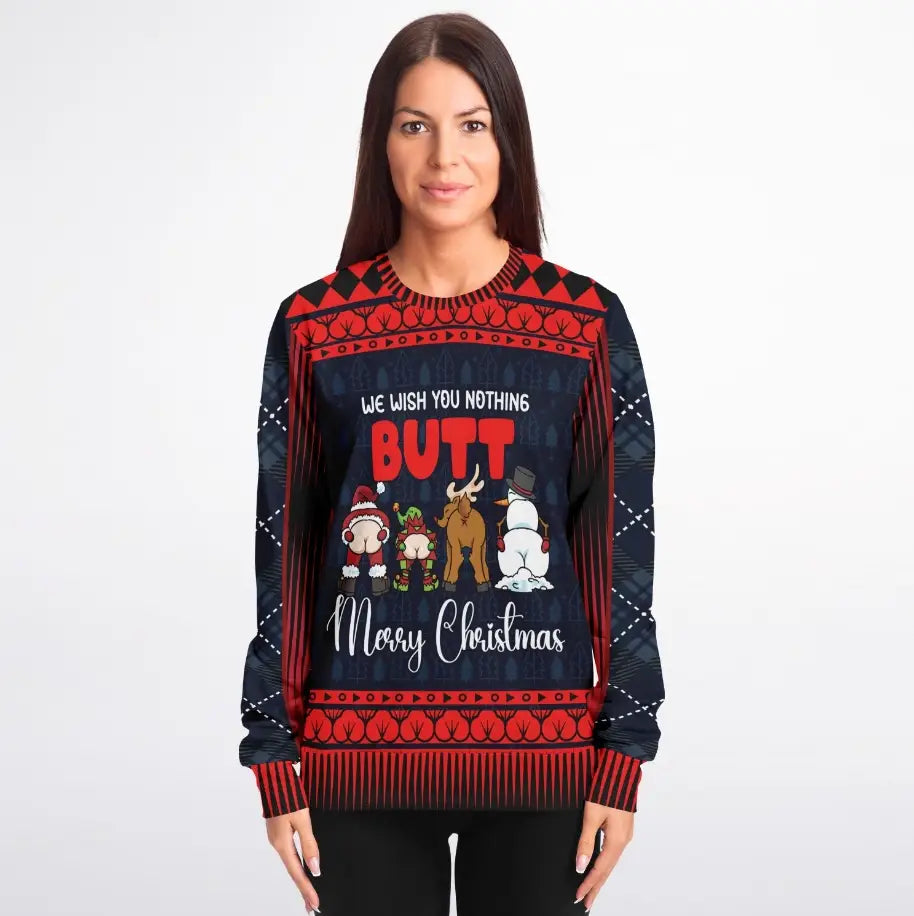 'We Wish You Nothing Butt' Funny Ugly Christmas Sweater