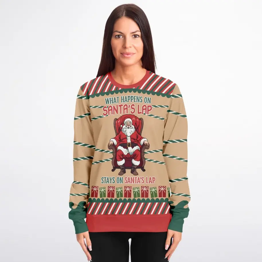 What Happens on Santa's Lap Ugly Christmas Sweater