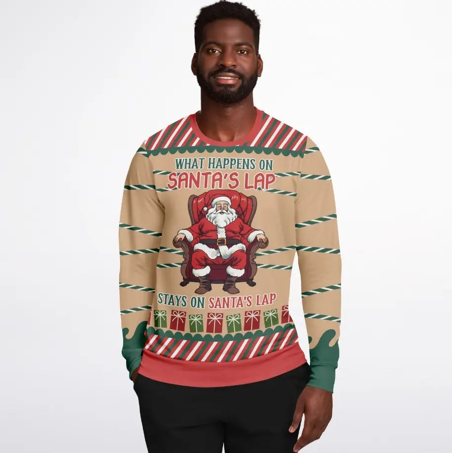 What Happens on Santa's Lap Ugly Christmas Sweater