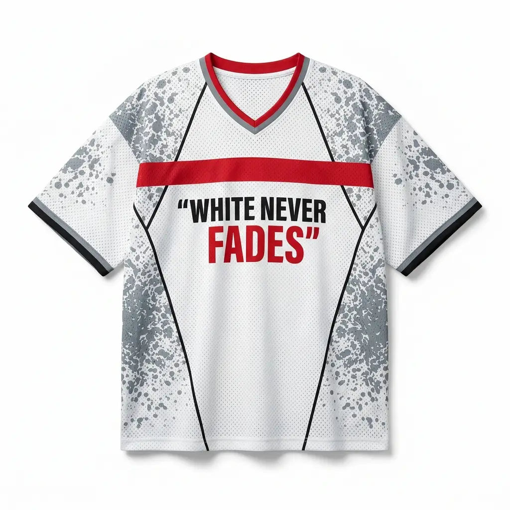 White Never Fades Mesh Jersey Inspired by Zoom Freak 5 EYBL Academy Jersey