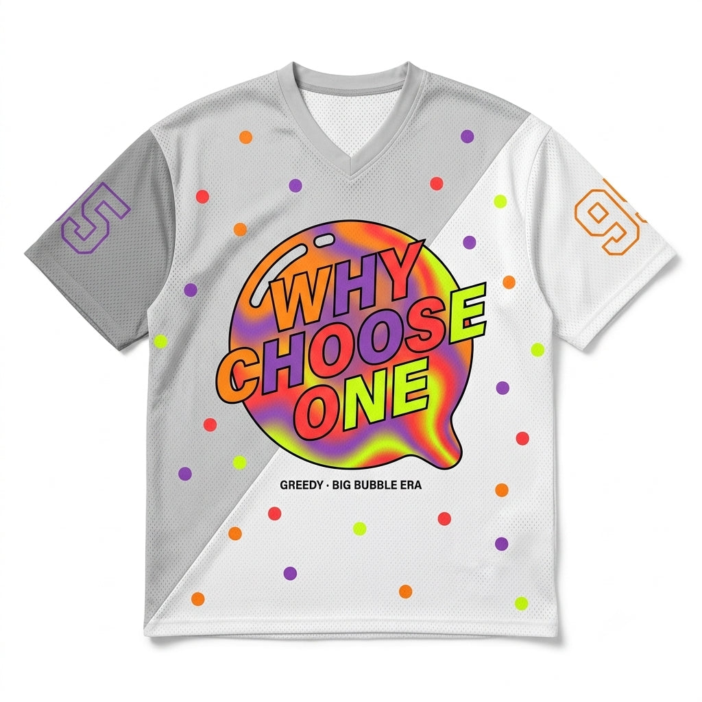 Why Choose One Mesh Jersey Matching Air Max 95 Big Bubble "Greedy" White and Medium Ash Jersey