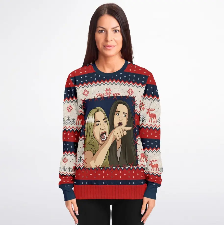 Woman Yells At Cat Ugly Christmas Sweater
